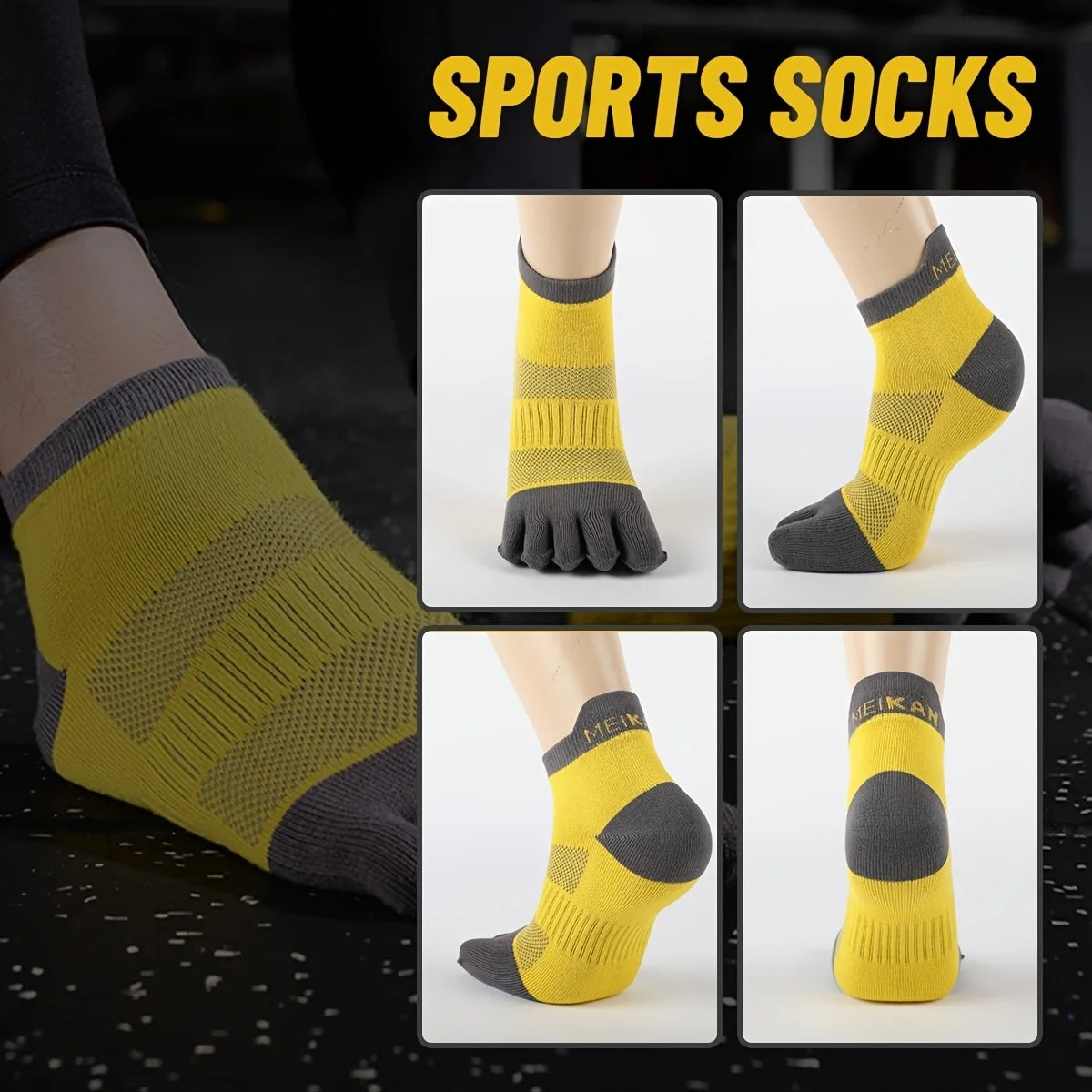 Kurze Fünf-Finger-Sportsocken für Herren, atmungsaktiv, bequem